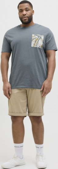 Jack & Jones Split Pocket Print T-Shirt Grey - Herren-T-shirts - Herren-T-Shirts in großen Größen