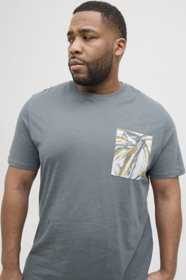 Jack & Jones Split Pocket Print T-Shirt Grey - Herren-T-shirts - Herren-T-Shirts in großen Größen