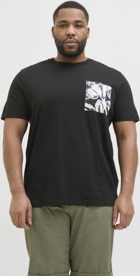 Jack & Jones Split Pocket Print T-Shirt Black - Herren-T-shirts - Herren-T-Shirts in großen Größen