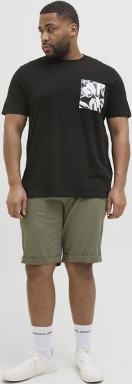 Jack & Jones Split Pocket Print T-Shirt Black - Herren-T-shirts - Herren-T-Shirts in großen Größen