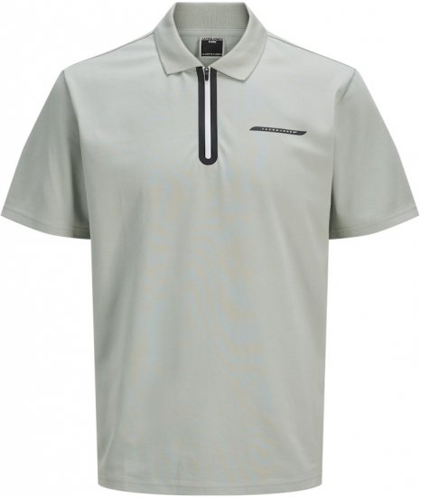 Jack & Jones Fusion Pique Zipper Polo Green/Blue - Polo-shirts für herren - Polo-Shirts für Herren in großen Größen