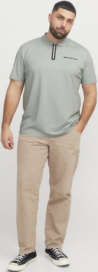 Jack & Jones Fusion Pique Zipper Polo Green/Blue - Polo-shirts für herren - Polo-Shirts für Herren in großen Größen