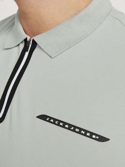 Jack & Jones Fusion Pique Zipper Polo Green/Blue - Polo-shirts für herren - Polo-Shirts für Herren in großen Größen