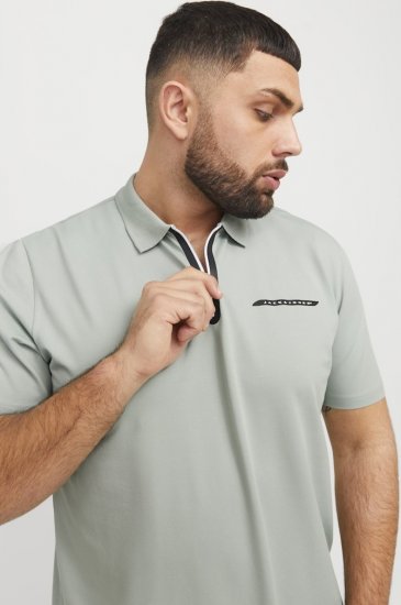Jack & Jones Fusion Pique Zipper Polo Green/Blue - Polo-shirts für herren - Polo-Shirts für Herren in großen Größen