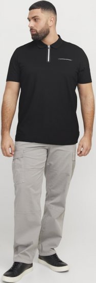 Jack & Jones Fusion Pique Zipper Polo Black - Polo-shirts für herren - Polo-Shirts für Herren in großen Größen