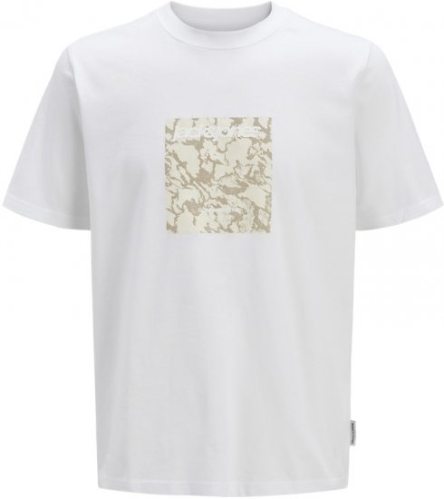 Jack & Jones Tarmac Camo Crew Neck T-Shirt Bright White - Herren-T-shirts - Herren-T-Shirts in großen Größen
