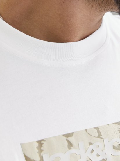 Jack & Jones Tarmac Camo Crew Neck T-Shirt Bright White - Herren-T-shirts - Herren-T-Shirts in großen Größen