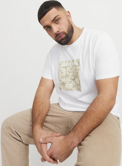 Jack & Jones Tarmac Camo Crew Neck T-Shirt Bright White - Herren-T-shirts - Herren-T-Shirts in großen Größen