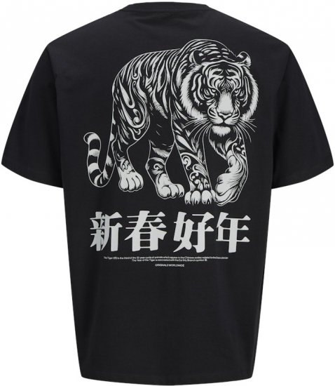 Jack & Jones Snake Crew Neck T-Shirt Black - Herren-T-shirts - Herren-T-Shirts in großen Größen