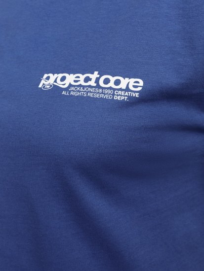 Jack & Jones Union Front & Back Print Crew Neck T-Shirt Beaucoup Blue - Herren-T-shirts - Herren-T-Shirts in großen Größen