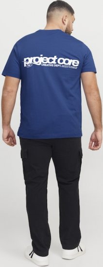 Jack & Jones Union Front & Back Print Crew Neck T-Shirt Beaucoup Blue - Herren-T-shirts - Herren-T-Shirts in großen Größen