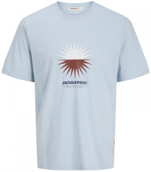 Jack & Jones Vira Branding Crew Neck T-Shirt Skyway - Herren-T-shirts - Herren-T-Shirts in großen Größen