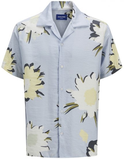 Jack & Jones Vira Marshall AOP Short Sleeve Shirt Skyway - Herrenhemden in großen Größen - Herrenhemden in großen Größen