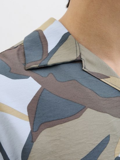 Jack & Jones Vira Marshall AOP Short Sleeve Shirt Silver Sage - Herrenhemden in großen Größen - Herrenhemden in großen Größen