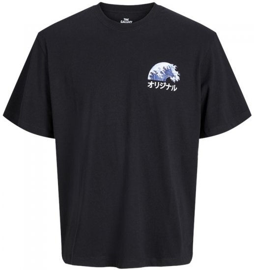 Jack & Jones Fuji Crew Neck T-Shirt Black - Herren-T-shirts - Herren-T-Shirts in großen Größen