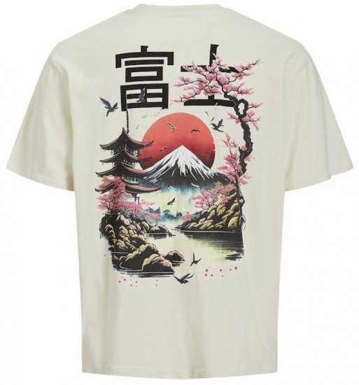 Jack & Jones Fuji Crew Neck T-Shirt Antique White - Herren-T-shirts - Herren-T-Shirts in großen Größen