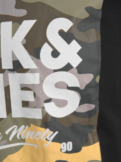 Jack & Jones JJPETE SHAPE Camo Print T-Shirt Black - Herren-T-shirts - Herren-T-Shirts in großen Größen