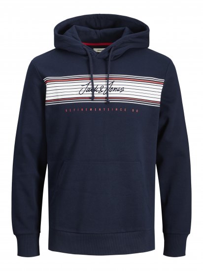 Jack & Jones JJLEO SWEAT Hoodie Navy - Herren-sweater und -hoodies - Herren-Sweater und -Hoodies in großen Größen