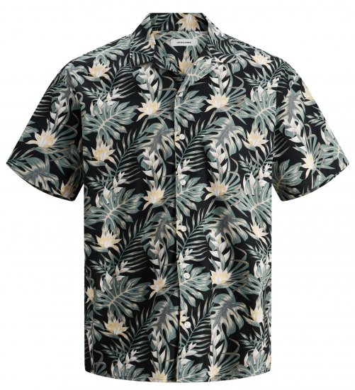 Jack & Jones JJCOASTAL RESORT Floral Shirt Black - Herrenhemden - Herrenhemden in großen Größen