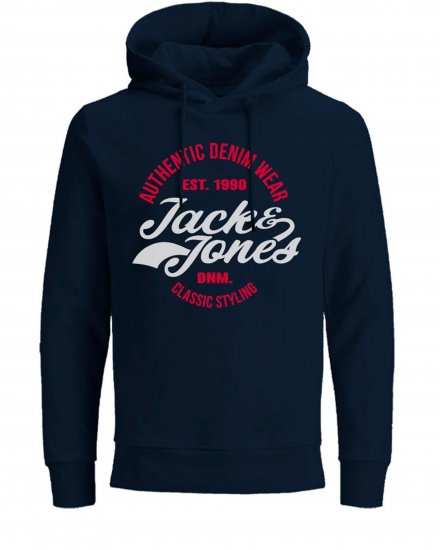 Jack & Jones JJBRAT SWEAT Hoodie Navy - Herren-sweater und -hoodies - Herren-Sweater und -Hoodies in großen Größen