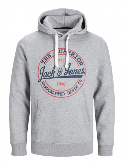 Jack & Jones JJBRAT SWEAT Hoodie Light Grey - Herren-sweater und -hoodies - Herren-Sweater und -Hoodies in großen Größen
