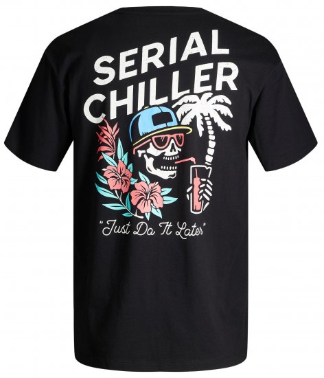 Jack & Jones JJCHILLER With Back Print Black - Herren-T-shirts - Herren-T-Shirts in großen Größen