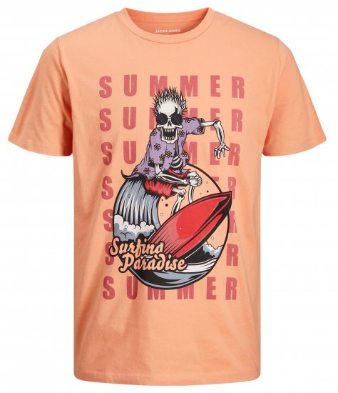 Jack & Jones JJEUSTACE T-Shirt Orange - Herren-T-shirts - Herren-T-Shirts in großen Größen
