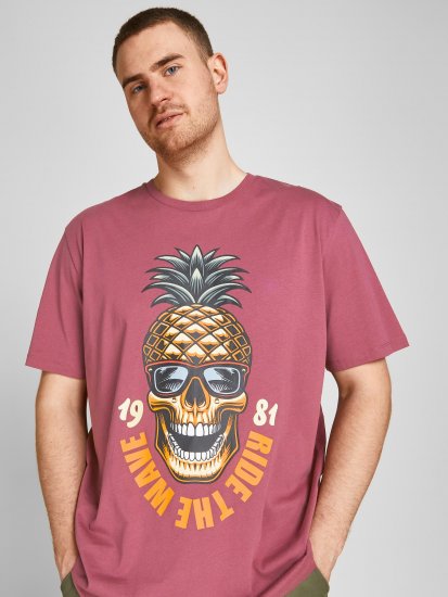 Jack & Jones JJEUSTACE T-Shirt Pink - Herren-T-shirts - Herren-T-Shirts in großen Größen