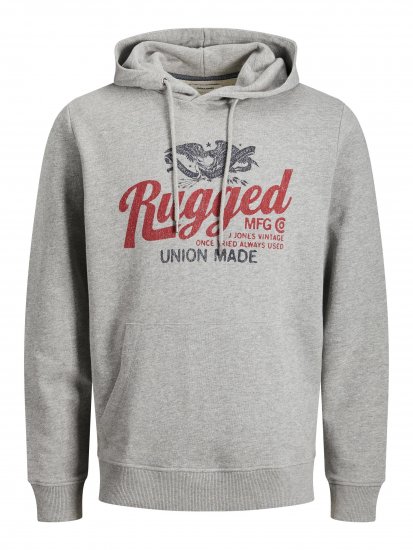 Jack & Jones JJAARON Hoodie Grey - Herren-sweater und -hoodies - Herren-Sweater und -Hoodies in großen Größen