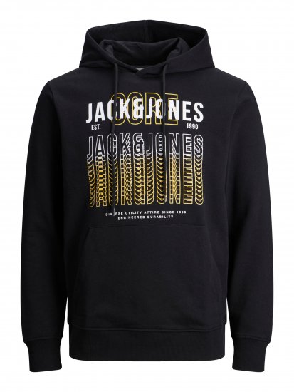 Jack & Jones JJCYBER SWEAT Hoodie Black - Herren-sweater und -hoodies - Herren-Sweater und -Hoodies in großen Größen