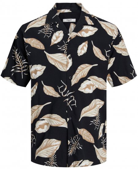 Jack & Jones JPRBLATROPIC Resort Shirt Black - Herrenhemden - Herrenhemden in großen Größen