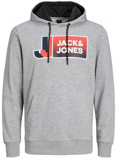 Jack & Jones JCOLOGAN Hoodie Light Grey Melange - Herren-sweater und -hoodies - Herren-Sweater und -Hoodies in großen Größen