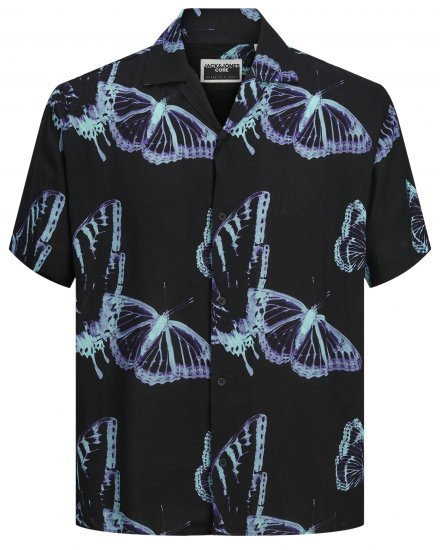 Jack & Jones JCOJEFF AOP Resort Shirt Black - Herrenhemden - Herrenhemden in großen Größen