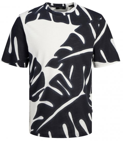 Jack & Jones JPRBLAPALMA AOP T-Shirt Snow White - Herren-T-shirts - Herren-T-Shirts in großen Größen