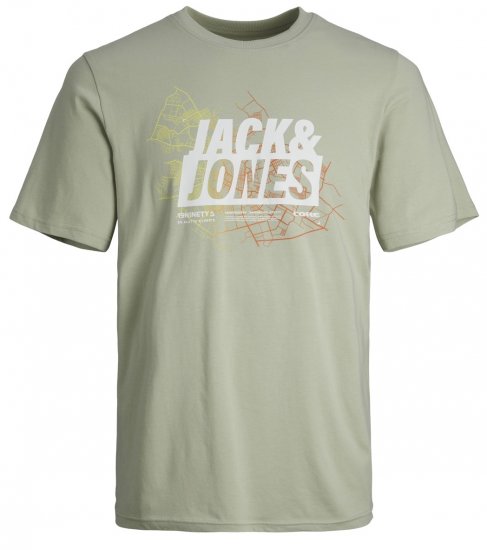 Jack & Jones JCOMAP SUMMER LOGO Desert sage - Herren-T-shirts - Herren-T-Shirts in großen Größen