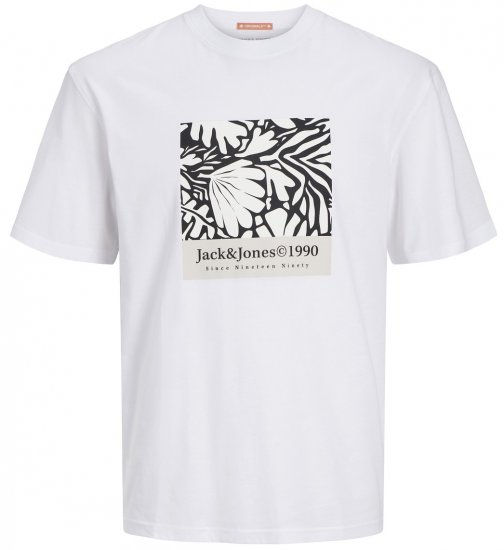 Jack & Jones JORMARBELLA AOP BRANDING T-Shirt Bright White - Herren-T-shirts - Herren-T-Shirts in großen Größen