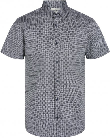 Jack & Jones JPRBLACARDIFF PRINT SHIRT S/S Navy Blazer - Herrenhemden - Herrenhemden in großen Größen