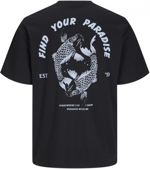 Jack & Jones Charge Crew Neck Printed T-Shirt Black - Herren-T-shirts - Herren-T-Shirts in großen Größen
