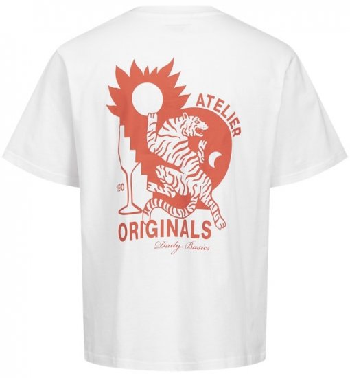  Jack & Jones Bellagio Collage Crew Neck T-Shirt Bright White - Herren-T-shirts - Herren-T-Shirts in großen Größen