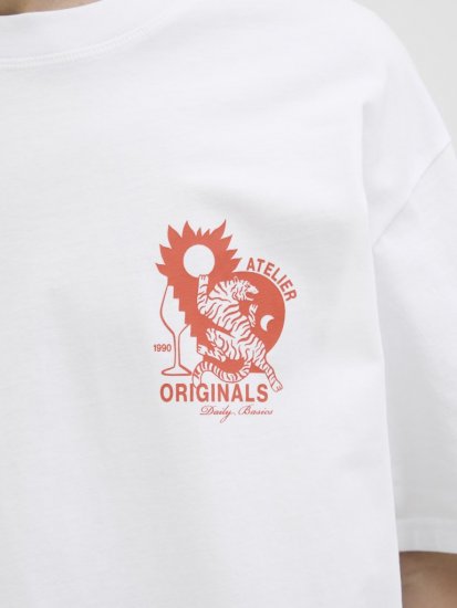  Jack & Jones Bellagio Collage Crew Neck T-Shirt Bright White - Herren-T-shirts - Herren-T-Shirts in großen Größen