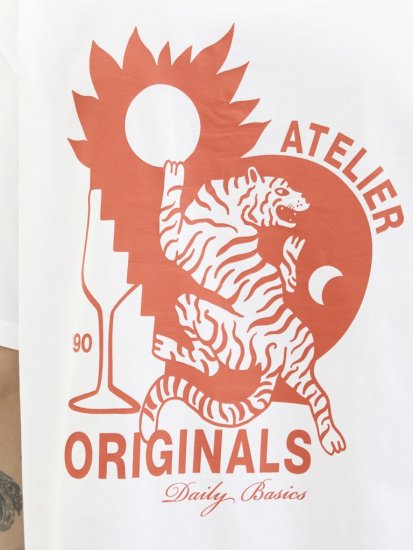  Jack & Jones Bellagio Collage Crew Neck T-Shirt Bright White - Herren-T-shirts - Herren-T-Shirts in großen Größen