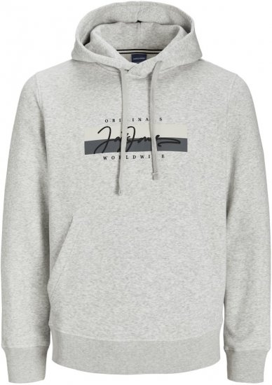 Jack & Jones Frederiksberg Box Script Hoodie White Melange - Herren-sweater und -hoodies - Herren-Sweater und -Hoodies in großen Größen