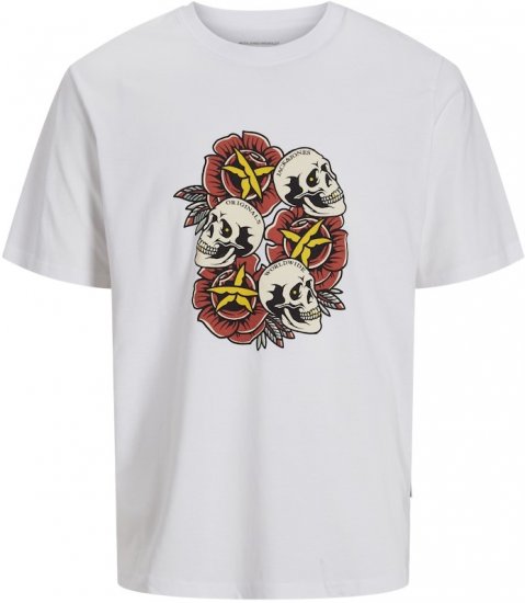 Jack & Jones Anatomy Skull Crew Neck T-Shirt Bright White - Herren-T-shirts - Herren-T-Shirts in großen Größen