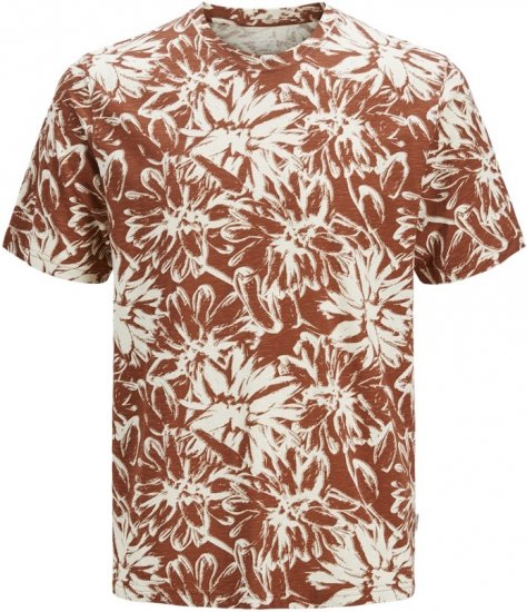 Jack & Jones Split AOP Crew Neck T-Shirt Brown - Herren-T-shirts - Herren-T-Shirts in großen Größen