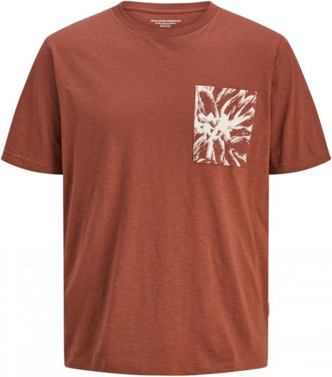 Jack & Jones Split Pocket Print T-Shirt Brown - Herren-T-shirts - Herren-T-Shirts in großen Größen