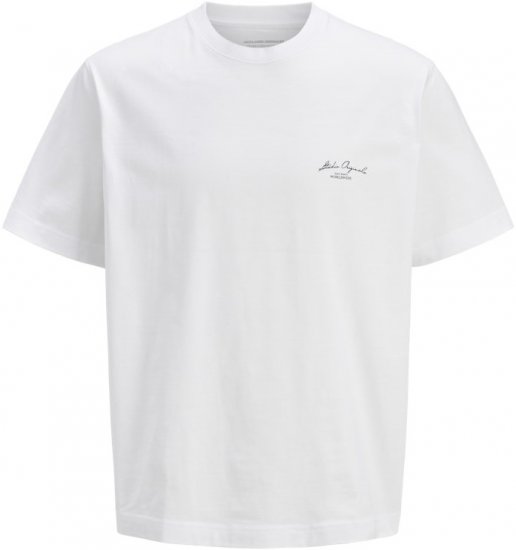 Jack & Jones Lington Back And Front Print Crew Neck T-Shirt Bright White - Herren-T-shirts - Herren-T-Shirts in großen Größen