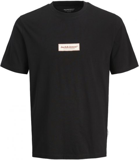 Jack & Jones Split Fakestitch Branding T-Shirt Black - Herren-T-shirts - Herren-T-Shirts in großen Größen