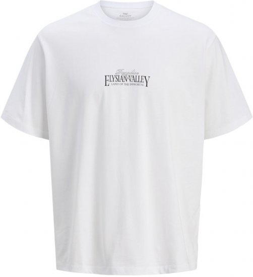 Jack & Jones Parallel Crew Neck T-Shirt Bright White - Herren-T-shirts - Herren-T-Shirts in großen Größen