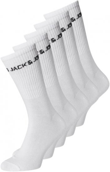 Jack & Jones BASIC LOGO Tennis Socks 5-Pack White - Herrenunterwäsche & bademode - Herrenunterwäsche & Bademode in großen Größen