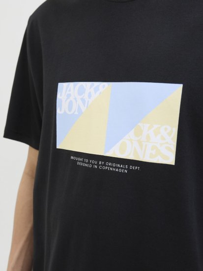 Jack & Jones Vira Branding Crew Neck T-Shirt Black - Herren-T-shirts - Herren-T-Shirts in großen Größen